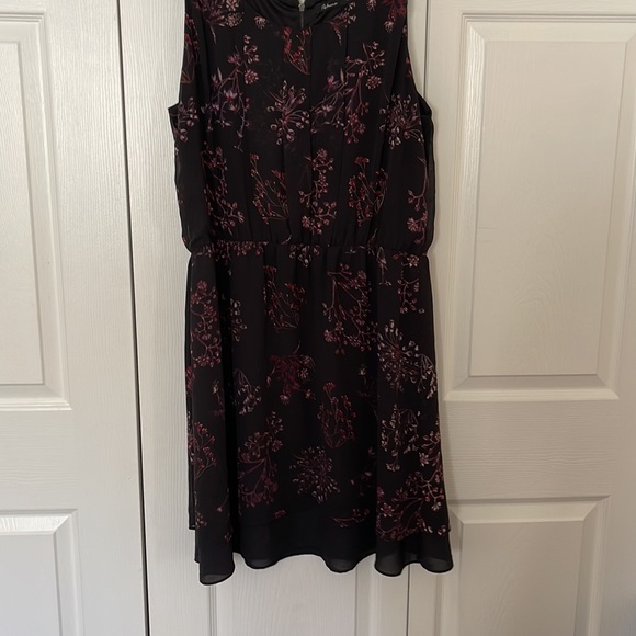 Reitmans Black Mid Length Dress with Red & Pink Floral Design - Picture 2 of 4